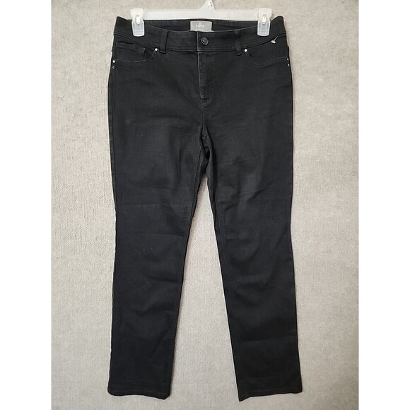 Chico's Denim - Chicos So Slimming Jeans Womens 1.5 US 10 Short Black Straight Leg Stretch